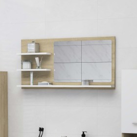 Oak white plywood bathroom mirror 90x10.5x45 cm by vidaXL, bathroom vanities - Ref: Foro24-805020, Price: 37,99 €, Discount: %