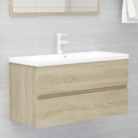 Armario lavabo madera contrachapada roble Sonoma 90x38,5x45 cm de vidaXL, Muebles de baño - Ref: Foro24-804758, Precio: 49,72...