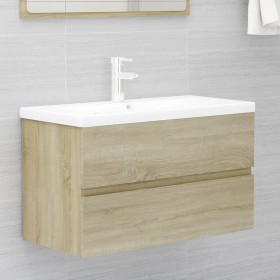 Armario lavabo madera contrachapada roble Sonoma 80x38,5x45cm de vidaXL, Muebles de baño - Ref: Foro24-804749, Precio: 60,09 ...