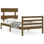 Honey brown solid wood bed frame with headboard 90x200cm by vidaXL, Beds and slatted bases - Ref: Foro24-3195079, Price: 109,...