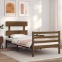 Estructura cama con cabecero madera maciza marrón miel 90x200cm de vidaXL, Camas y somieres - Ref: Foro24-3195079, Precio: 10...