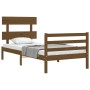 Honey brown solid wood bed frame with headboard 90x200cm by vidaXL, Beds and slatted bases - Ref: Foro24-3195079, Price: 109,...