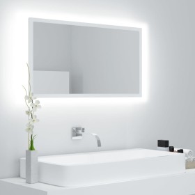 Espejo de baño LED acrílico blanco 80x8,5x37 cm de vidaXL, Tocadores de baño - Ref: Foro24-804924, Precio: 55,88 €, Descuento: %