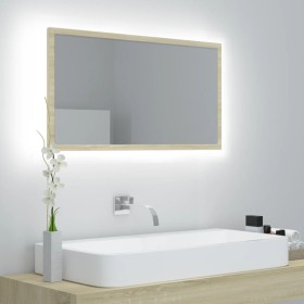 Espejo de baño acrílico color roble Sonoma 80x8,5x37 cm de vidaXL, Tocadores de baño - Ref: Foro24-804927, Precio: 43,35 €, D...