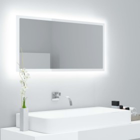 Glossy white acrylic LED bathroom mirror 90x8.5x37 cm by vidaXL, bathroom vanities - Ref: Foro24-804937, Price: 48,81 €, Disc...