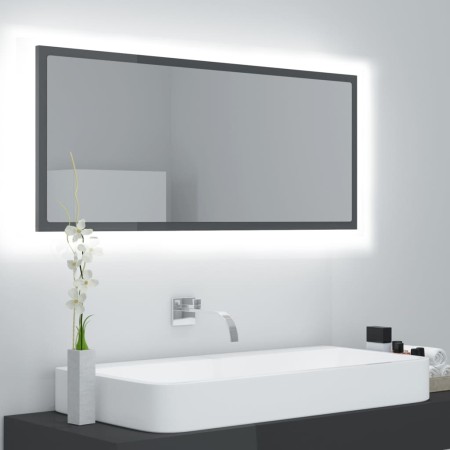 Espejo de baño LED acrílico gris brillo 100x8,5x37 cm de vidaXL, Tocadores de baño - Ref: Foro24-804947, Precio: 53,99 €, Des...