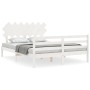 Double bed frame with white solid wood headboard by vidaXL, Beds and slatted bases - Ref: Foro24-3195292, Price: 137,71 €, Di...