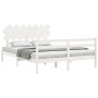 Double bed frame with white solid wood headboard by vidaXL, Beds and slatted bases - Ref: Foro24-3195292, Price: 137,71 €, Di...