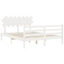 Double bed frame with white solid wood headboard by vidaXL, Beds and slatted bases - Ref: Foro24-3195292, Price: 137,71 €, Di...