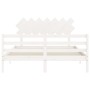 Double bed frame with white solid wood headboard by vidaXL, Beds and slatted bases - Ref: Foro24-3195292, Price: 137,71 €, Di...