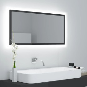 Espejo de baño LED acrílico gris brillo 90x8,5x37 cm de vidaXL, Tocadores de baño - Ref: Foro24-804939, Precio: 42,99 €, Desc...