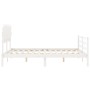 Double bed frame with white solid wood headboard by vidaXL, Beds and slatted bases - Ref: Foro24-3195292, Price: 137,71 €, Di...