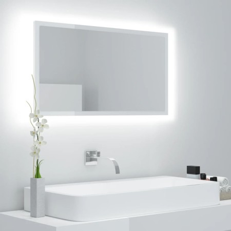 White glossy acrylic bathroom mirror 80x8.5x37 cm by vidaXL, bathroom vanities - Ref: Foro24-804929, Price: 52,70 €, Discount: %