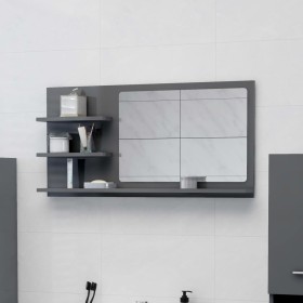 Bathroom mirror in glossy gray plywood 90x10.5x45 cm by vidaXL, bathroom vanities - Ref: Foro24-805023, Price: 32,92 €, Disco...