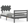 Estructura de cama con cabecero madera maciza gris 100x200 cm de vidaXL, Camas y somieres - Ref: Foro24-3195278, Precio: 108,...