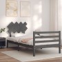 Estructura de cama con cabecero madera maciza gris 100x200 cm de vidaXL, Camas y somieres - Ref: Foro24-3195278, Precio: 108,...