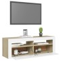 TV-Schrank mit LED-Leuchten in Weiß und Sonoma-Eiche 120x35x40 cm von vidaXL, TV-Möbel - Ref: Foro24-804315, Preis: 99,90 €, ...