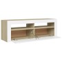 TV cabinet with LED lights white and Sonoma oak 120x35x40 cm by vidaXL, TV Furniture - Ref: Foro24-804315, Price: 99,90 €, Di...