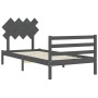 Estructura de cama con cabecero madera maciza gris 100x200 cm de vidaXL, Camas y somieres - Ref: Foro24-3195278, Precio: 108,...