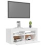 Mueble de TV con luces LED blanco brillante 90x35x40 cm de vidaXL, Muebles TV - Ref: Foro24-804325, Precio: 85,73 €, Descuent...