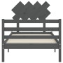 Estructura de cama con cabecero madera maciza gris 100x200 cm de vidaXL, Camas y somieres - Ref: Foro24-3195278, Precio: 108,...