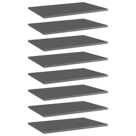 Shelf shelf 8 units glossy gray plywood 60x40x1.5 cm by vidaXL, Shelves - Ref: Foro24-805265, Price: 46,50 €, Discount: %