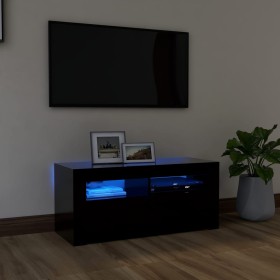 Mueble de TV con luces LED negro 90x35x40 cm de vidaXL, Muebles TV - Ref: Foro24-804320, Precio: 63,55 €, Descuento: %