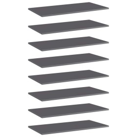 Shelf shelf 8 units glossy gray plywood 80x40x1.5 cm by vidaXL, Shelves - Ref: Foro24-805345, Price: 64,99 €, Discount: %