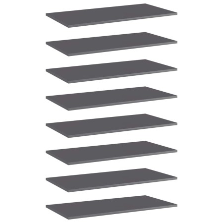 Shelf shelf 8 units glossy gray plywood 80x40x1.5 cm by vidaXL, Shelves - Ref: Foro24-805345, Price: 64,99 €, Discount: %