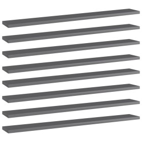 Shelf shelving unit 8 pcs plywood glossy gray 80x10x1.5 cm by vidaXL, Shelves - Ref: Foro24-805297, Price: 27,99 €, Discount: %