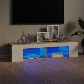 TV cabinet with LED lights white and Sonoma oak 135x39x30 cm by vidaXL, TV Furniture - Ref: Foro24-804234, Price: 75,99 €, Di...