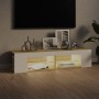 Mueble de TV con luces LED blanco y roble Sonoma 135x39x30 cm de vidaXL, Muebles TV - Ref: Foro24-804234, Precio: 76,06 €, De...