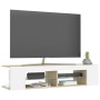 Mueble de TV con luces LED blanco y roble Sonoma 135x39x30 cm de vidaXL, Muebles TV - Ref: Foro24-804234, Precio: 76,06 €, De...