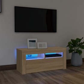 Mueble de TV con luces LED roble Sonoma 90x35x40 cm de vidaXL, Muebles TV - Ref: Foro24-804322, Precio: 53,55 €, Descuento: %