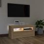 Mueble de TV con luces LED roble Sonoma 90x35x40 cm de vidaXL, Muebles TV - Ref: Foro24-804322, Precio: 51,39 €, Descuento: %