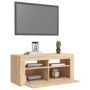 Mueble de TV con luces LED roble Sonoma 90x35x40 cm de vidaXL, Muebles TV - Ref: Foro24-804322, Precio: 51,39 €, Descuento: %