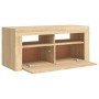 TV-Schrank mit LED-Leuchten Sonoma-Eiche 90x35x40 cm von vidaXL, TV-Möbel - Ref: Foro24-804322, Preis: 53,55 €, Rabatt: %