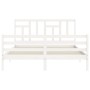 Estructura de cama con cabecero madera maciza blanco 160x200 cm de vidaXL, Camas y somieres - Ref: Foro24-3194972, Precio: 14...