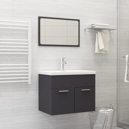 Gray plywood 2-piece bathroom furniture set by vidaXL, Bathroom furniture - Ref: Foro24-804784, Price: 63,10 €, Discount: %