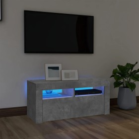 Mueble de TV con luces LED gris hormigón 90x35x40 cm de vidaXL, Muebles TV - Ref: Foro24-804323, Precio: 53,19 €, Descuento: %