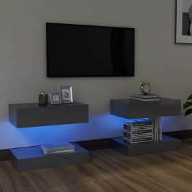 Muebles de TV con luces LED 2 uds gris brillante 60x35 cm de vidaXL, Muebles TV - Ref: Foro24-804282, Precio: 88,63 €, Descue...