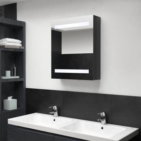 Armario de baño con espejo LED negro brillante 50x14x60 cm de vidaXL, Tocadores de baño - Ref: Foro24-326481, Precio: 114,33 ...