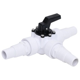 White and Black Pool 3-Way Ball Valve by vidaXL, Pool and spa accessories - Ref: Foro24-313995, Price: 29,17 €, Discount: %