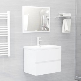 Badezimmermöbel Set 2 Stück Sperrholz glänzend weiß von vidaXL, Badezimmermöbel - Ref: Foro24-804878, Preis: 61,54 €, Rabatt: %