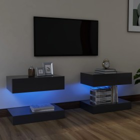 Muebles de TV con luces LED 2 uds gris 60x35 cm de vidaXL, Muebles TV - Ref: Foro24-804270, Precio: 124,27 €, Descuento: %