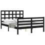 Bed frame with black solid wood headboard 140x190 cm by vidaXL, Beds and slatted bases - Ref: Foro24-3193970, Price: 167,99 €...