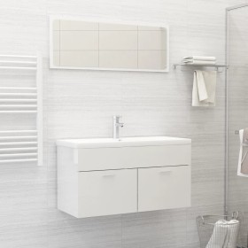 Badezimmermöbel Set 2 Stück Sperrholz glänzend weiß von vidaXL, Badezimmermöbel - Ref: Foro24-804806, Preis: 78,37 €, Rabatt: %