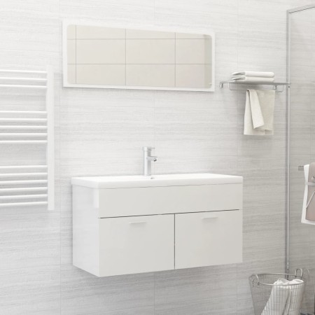 Badezimmermöbel Set 2 Stück Sperrholz glänzend weiß von vidaXL, Badezimmermöbel - Ref: Foro24-804806, Preis: 79,73 €, Rabatt: %