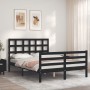 Bed frame with black solid wood headboard 140x190 cm by vidaXL, Beds and slatted bases - Ref: Foro24-3193970, Price: 167,99 €...