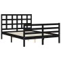 Bed frame with black solid wood headboard 140x190 cm by vidaXL, Beds and slatted bases - Ref: Foro24-3193970, Price: 167,99 €...